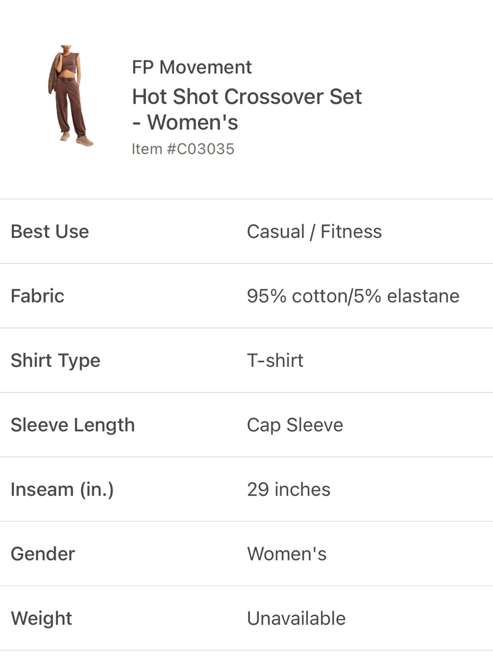 NWT FP Movement hot shot crossover set - Picture 6 of 6